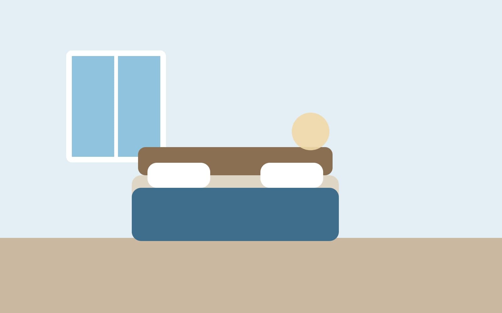 Suite Vista Mare: il letto e la finestra (disegno di esempio)