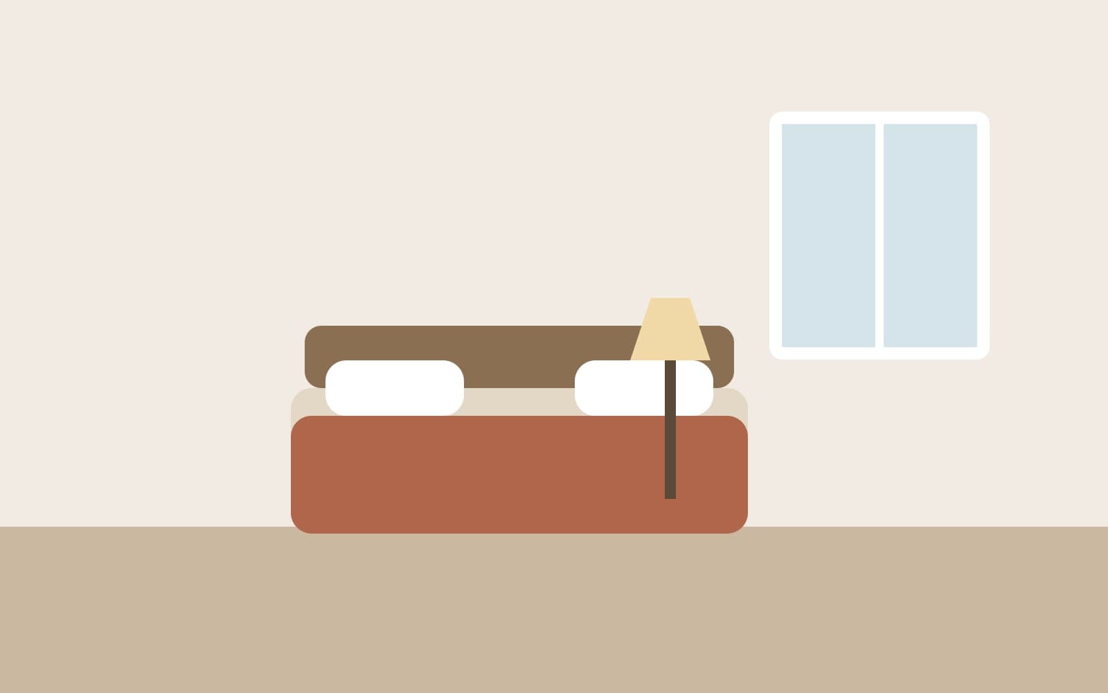 Camera Tripla: il letto e la finestra (disegno di esempio)